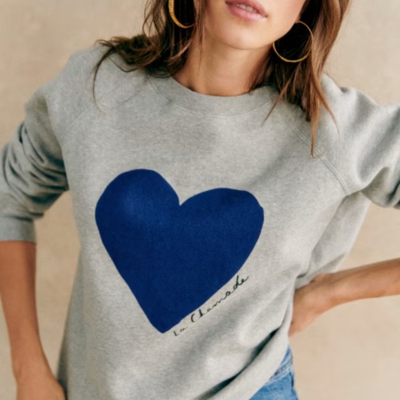 Sezane La Chamade Gray Sweatshirt Size M - Picture 2 of 10